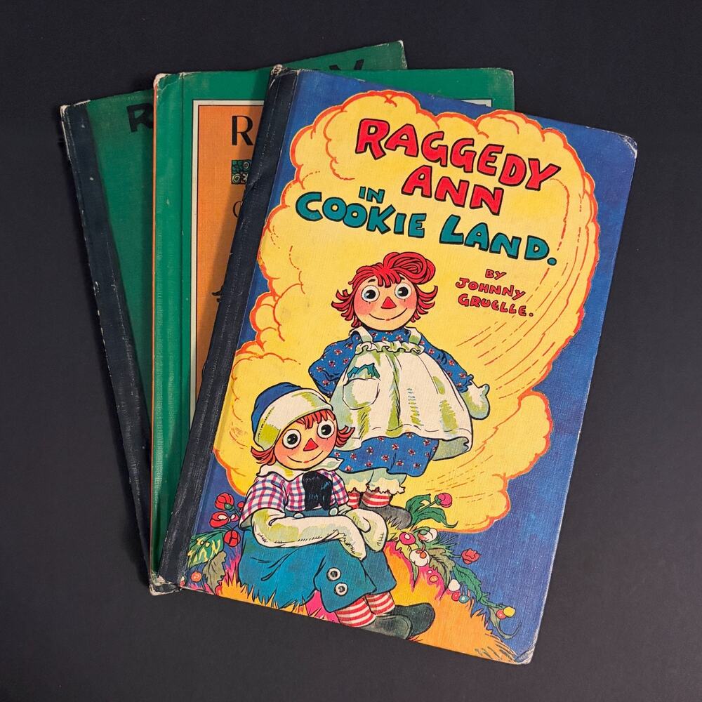 Raggedy Ann Johnny Gruelle Hardcover 3pc 1930s 1960s Vintage Children's Books
